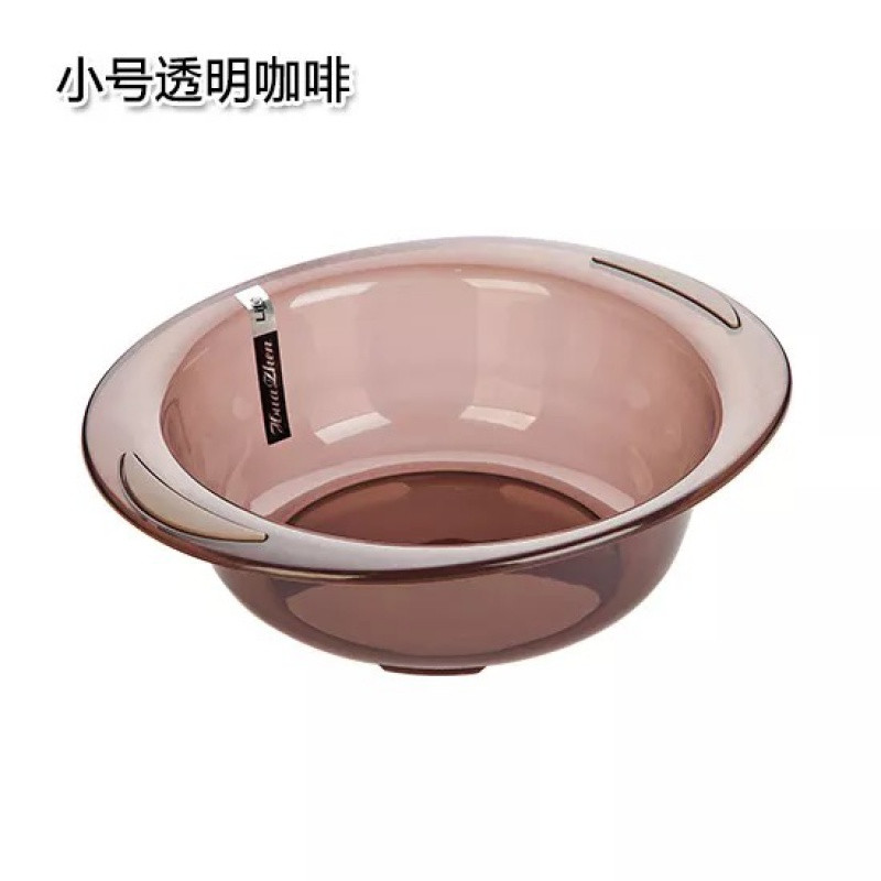 VIERUODIS高档透明洗脸盆加厚塑料洗菜盆洗衣盆可爱学生盆婴儿盆套装 小号透明咖啡