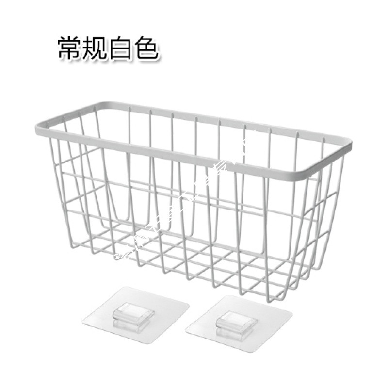 免打孔铁艺挂篮创意厨房浴室壁挂式置物架桌面收纳篮储物篮置物篮_25 常规款白色