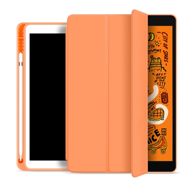 酷猫(my cool cat) iPad10.2三折保护套带笔槽软壳 10.2英寸iPad7/8橙色