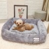 深度睡眠网红猫猫比熊狗窝宠物窝猫窝冬季保暖中型犬小型犬泰迪窝 大号-20斤内适用 北欧灰-长毛北极绒更保暖