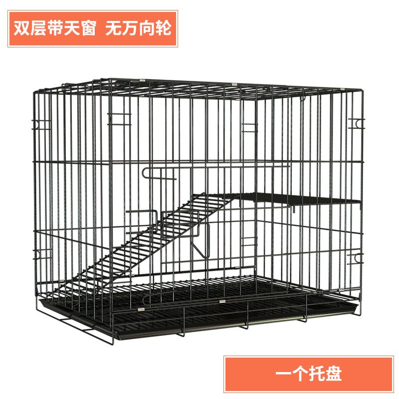 猫笼子家用猫别墅清仓二层三层室内超大自由空间猫窝猫舍猫咪用品_1_293 60*41*52双层黑色无赠品版