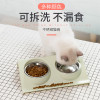 猫碗狗碗宠物不锈钢双碗喂食盆喝水防打翻猫粮狗粮碗自动饮水用品_2 大号 绿色