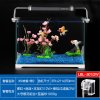 鱼缸小型超白玻璃热带水族箱长方形生态水缸中型客厅金鱼缸_3 默认尺寸 350带水泵LED灯+樱花景+蓝色玻璃砂