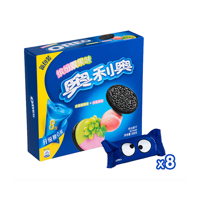 奥利奥缤纷双果味夹心饼干水晶葡萄味+水蜜桃味388g/盒