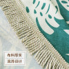 北欧绿色圆桌布棉麻田园清新绿小圆茶几餐桌布艺圆形阳台家用台布 直径85cm 剪纸芭蕉流苏圆桌布