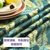 美式乡园桌布可折叠伸缩桌椭圆形棉麻家用长方形茶几餐桌布艺 140*140cm 浅羽绿色树叶桌布