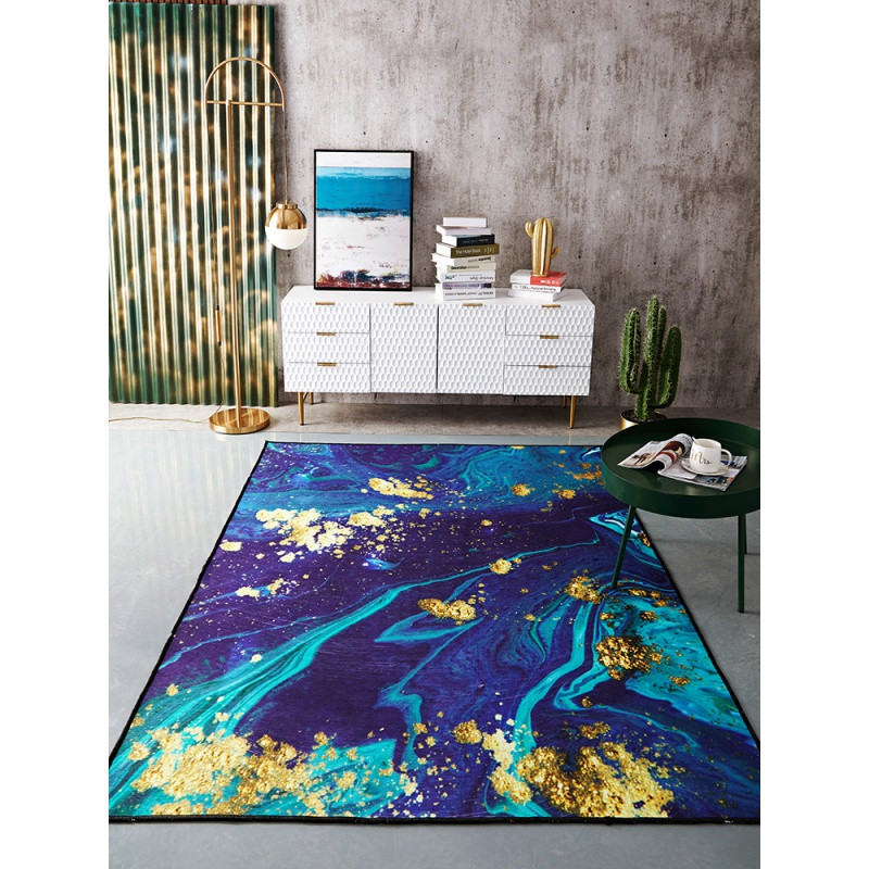 北欧风ins蓝色抽象地毯卧室书房电脑椅地垫客厅小户型茶几毯定制 160*230cm 永恒的璀璨地毯