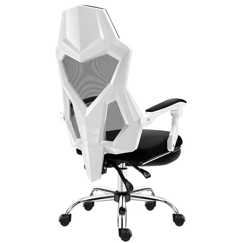 电脑椅电竞椅家用座椅学生宿舍靠背椅子舒适网布转椅可躺办公椅子_3 白框黑色钢制脚;旋转升降扶手