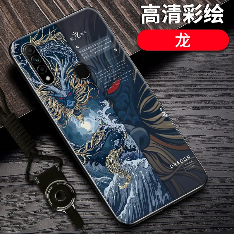 oppoa8手机壳防摔OPPOA8十二生肖国潮定制硅胶全包边PDBM00保护套_218 龙-12生肖-黑边国潮彩绘OPPOA91