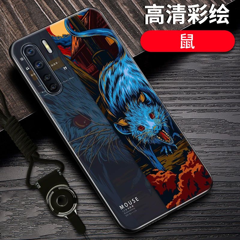 oppoa91手机壳防摔A91十二生肖国潮定制软硅胶全包边PCGM00保护套_500 鼠-12生肖-黑边国潮彩绘OPPOA91