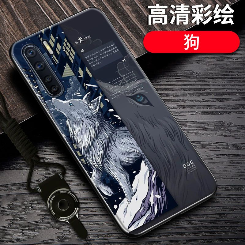 oppoa91手机壳防摔A91十二生肖国潮定制软硅胶全包边PCGM00保护套_500 狗-12生肖-黑边国潮彩绘OPPOA11/A11x
