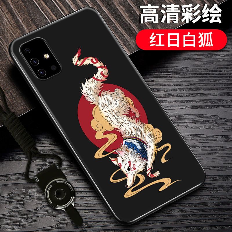 三星A71手机壳中国风国潮抖音定制软硅胶三星a71全包边防摔保护套_323 红日白狐-国潮彩绘三星a20s/拍此链接