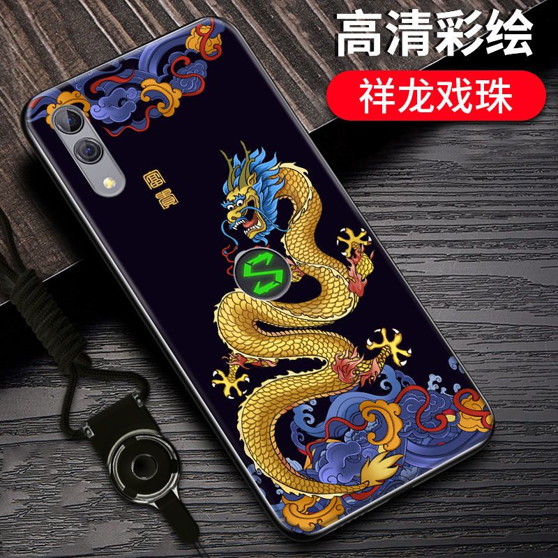 小米黑鲨游戏手机2手机壳硅胶防摔Helo/2pro/1代国潮SKW-A0保护套_75 黑鲨2/SKW-A0国粹祥鹤-国潮彩绘