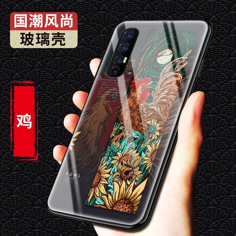 opporeno3手机壳玻璃壳防摔十二生肖国潮硅胶新款reno3pro保护套【12月31日_279 鸡-12生肖-国潮玻璃壳oppoReno十倍变焦版
