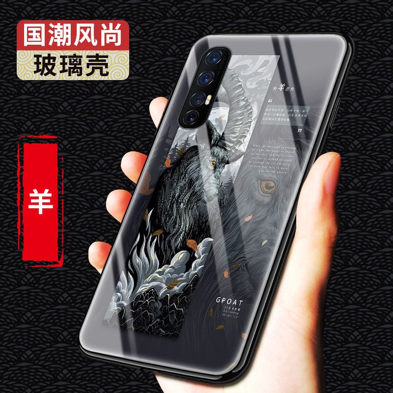 opporeno3手机壳玻璃壳防摔十二生肖国潮硅胶新款reno3pro保护套【12月31日_279 羊-12生肖-国潮玻璃壳oppoRenoz