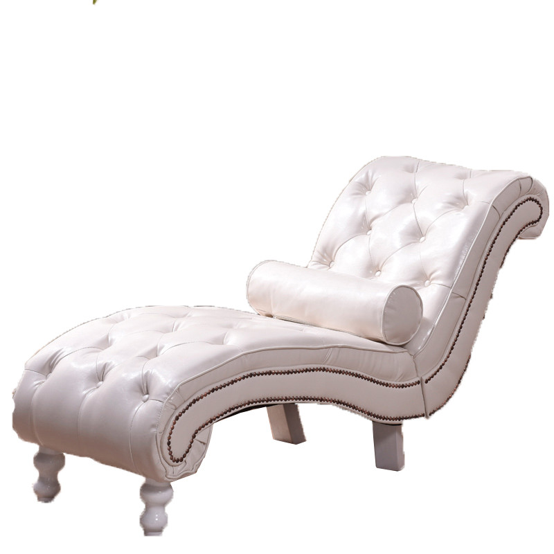 创意懒人沙发欧式古典贵妃椅沙发躺椅休闲单人沙发布艺床尾沙发_11 白色PU