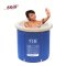 折叠浴桶泡澡桶成人浴盆充气浴缸加厚塑料儿童洗澡桶沐浴桶_11 蓝色70*70+保温盖
