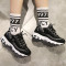 斯凯奇（SKECHER）女鞋秋新款舒适透气D’lites熊猫鞋轻便运动休闲鞋66666036 10（40码） 66666036-BKW（女）