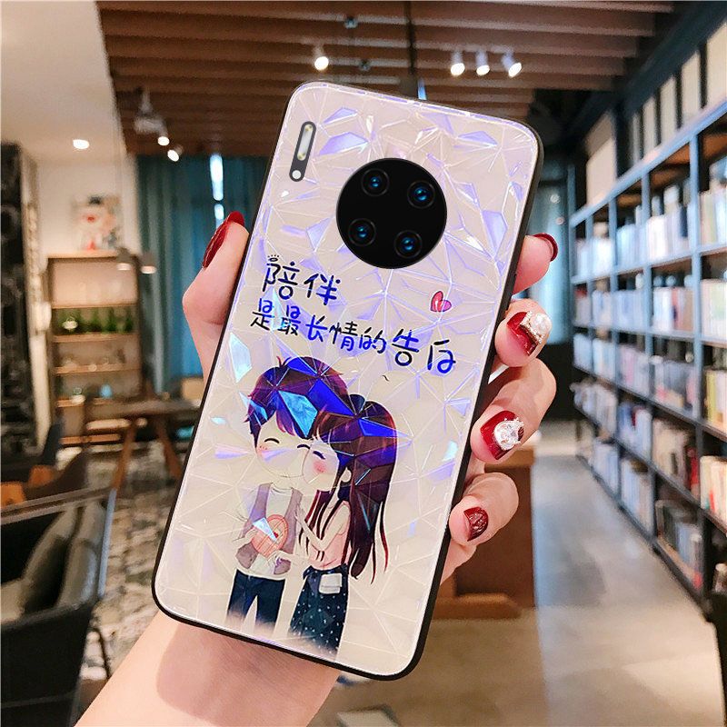 新款华为mate30手机壳全包防摔nova5ipro/nova2s/3e钻石纹硅胶壳_147 陪伴（紫光钻石纹）华为nova3i