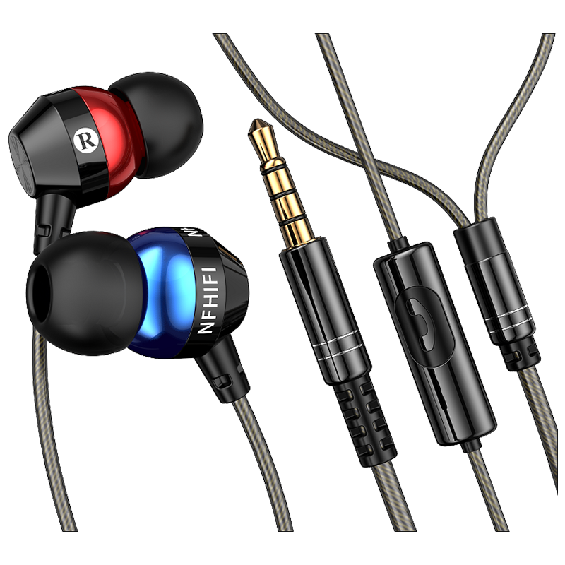 脑66pro通用AGM A1Q X1 Rio MINI A1有线手机入耳式耳机降噪线控带麦耳塞语音K歌重低音游戏运动男女 【HIFI脑66pro】红黑款