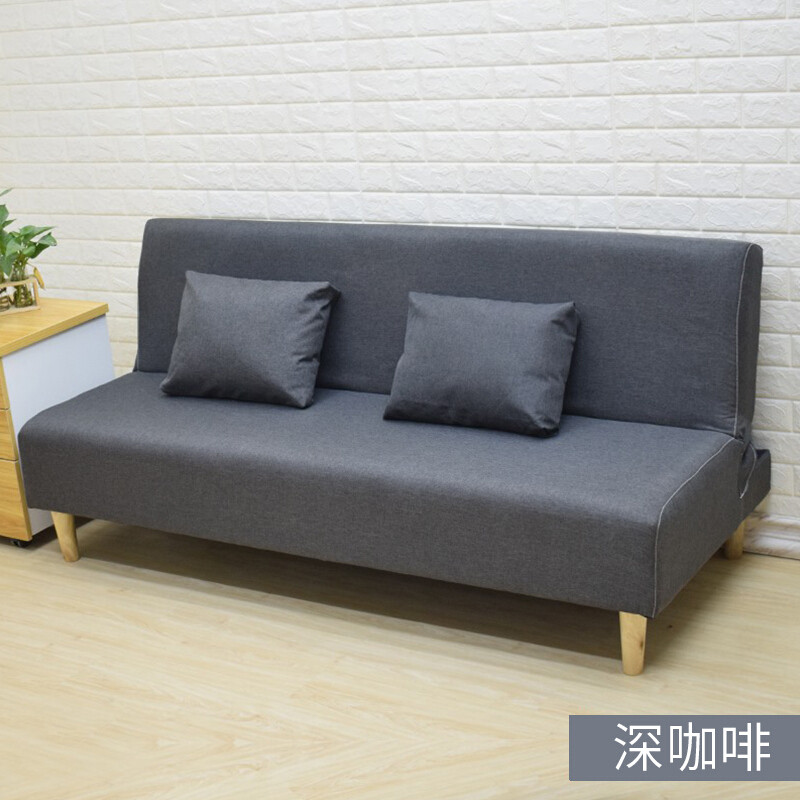 苏宁放心购沙发床两用单双人经济型可折叠简易布艺出租房客厅懒人小户型沙发简约新款_654 深咖啡色不可拆洗长1.2米双人座(带两抱枕)