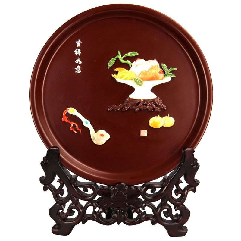 工美 骨石镶嵌《吉祥如意》台屏