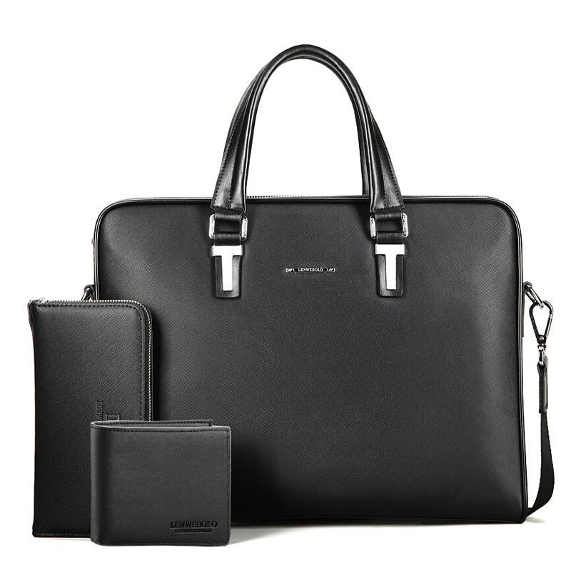 伦威保罗 男包手提包男单肩包商务公文包男士背包横款电脑包商务包