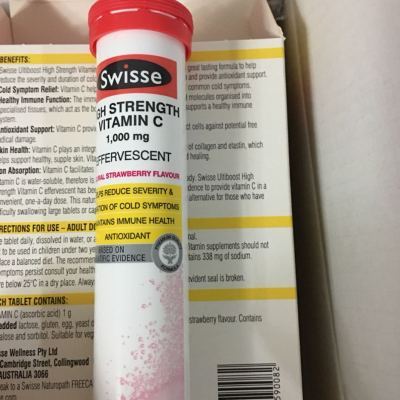 Swisse 维C泡腾片盒装 片剂60片/盒澳洲进口 香甜维C饮 维生素C 保健品晒单图