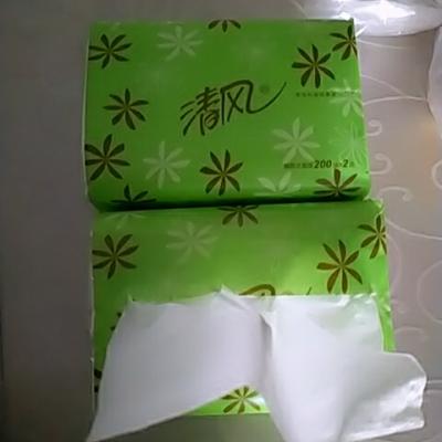 清风 抽纸 淡绿花2层200抽3包小规格抽取式面巾纸晒单图