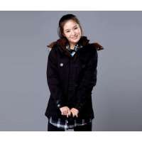海道客/HIDOC 女冬时尚带帽羽绒服10425557黑色M