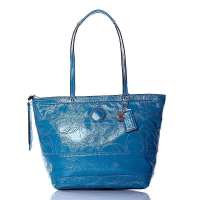 Coach蔻驰 F19198 经典logo牛漆皮单肩手提女包 WD19198 宝蓝色