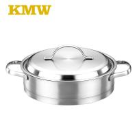 KMW晶工复底煎锅 不锈钢不粘双耳煎锅24cm加厚复合底电磁炉通用