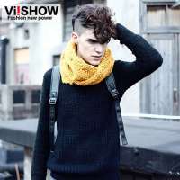 viishow男士毛衣韩版潮 线衣毛衫2013新款男装 套头毛衣针织衫男ZC078 黑色 XL
