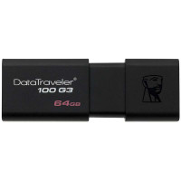 金士顿（Kingston）DT100G3 64GB U盘 USB3.0 高速商务办公学生优盘大容量64g闪存盘（黑色）