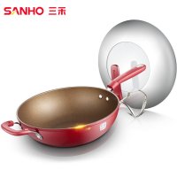 三禾炒锅不粘无油烟锅CLF3200-2 不锈钢可立盖 32cm