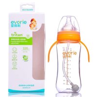 爱得利Tritan带手柄实感自动吸管宽口径防摔耐高温奶瓶 AA-125/320ml