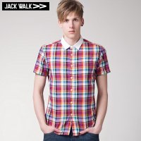 JACKWALK K0122011 紫罗兰本白 衬衫彩色棉麻格子修身版衬衫 紫色 S