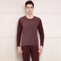 红豆 男士棉氨菱形格内衣套装 HN127 咖啡 175cm