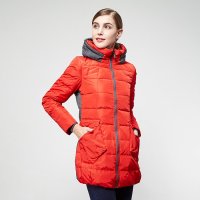 鸭鸭 90绒大品牌清新立领加厚中长款羽绒服女正品B-930 大红 155/80A