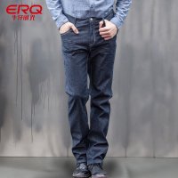 ERQ 2015春夏新款男装牛仔裤男直筒商务修身长裤时尚休闲裤潮 黑色 30