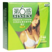 【进口】第六感螺纹3只装避孕套 超薄款润滑安全套 成人情趣计生性用品第6感(SIXSEX)