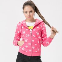 功夫熊猫KUNG FU PANDA女士满印logo连帽卫衣开衫 女士卫衣开衫KJJ53CD454WR5 玫红色 S