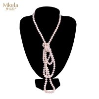 梦克拉Mkela 淡水珍珠长项链 情意绵绵 珍珠毛衣链多圈珍珠链 白色