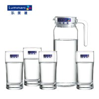 Luminarc乐美雅玻璃壶(1.1L)玻璃杯(240ml)水壶茶壶水杯茶杯家用水具(一壶四杯)H1738不保温 透明