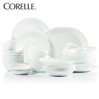 康宁（CORELLE）36-N 美国原装进口 36件套餐具 纯白碗碟餐具套装