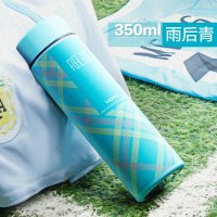 物生物(RELEA)格纹直身保温杯 小号格纹保温杯 不锈钢真空 创意便携车载女士泡茶杯水杯子 雨后青S0502016SGSET