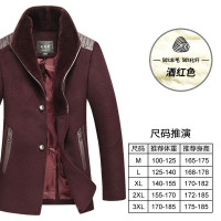 司奇隆羊毛呢大衣中年爸爸装加绒加厚可拆卸大毛领毛呢外套男大衣 180/XL 1805黑色【长款加绒】