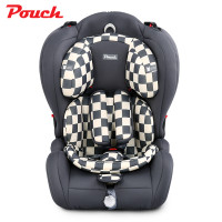 Pouch帛琦 Q19儿童安全座椅9M-12岁36KG车用便携式安全带固定式免装车载宝宝安全座椅汽 绅士灰