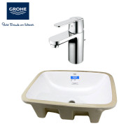 德国-高仪(GROHE)洗手盆 陶瓷面盆 洗脸盆 台下盆 含溢水孔+龙头 水龙头冷热 23454000+39317000台盆套装