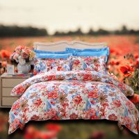 富安娜(FUANNA)家纺 纯棉四件套全棉其他床品套件床上用品床单被套 蓝色 1.8米床四件套(被套为230*229cm)